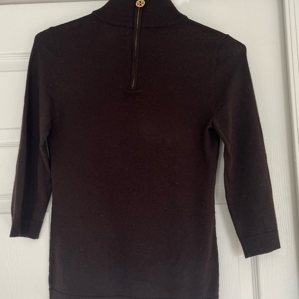 Authentic Tory Burch sweater with logo and zipper; 100% merino wool